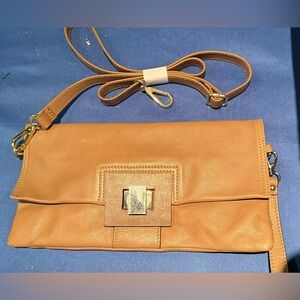 Tan Genuine Leather Women's Clutch with handles - sample